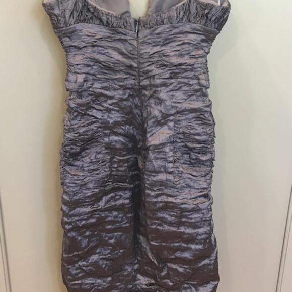 Nicole Miller Crumpled Effect Grey Metalic Dress - Picture 3 of 5